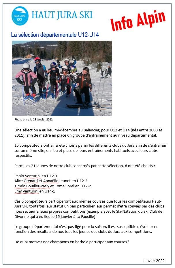 Info alpin selection departementale
